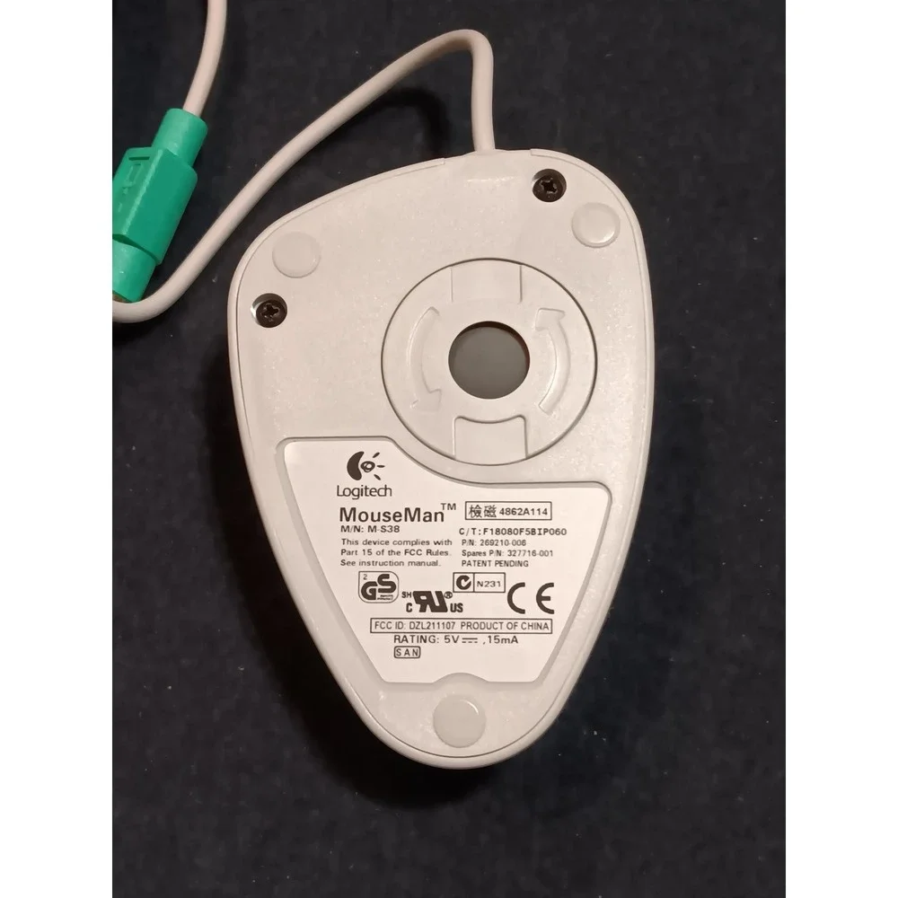 Vintage Compaq Logitech MouseMan M-S38 PS/2 3-Button NOS Mouse 269210-006 Beige